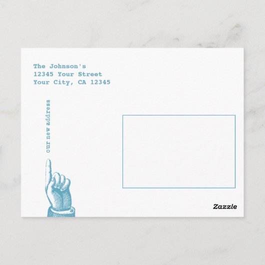 ヴィンテージブルーホットエアバルーン移動コテージ ポストカード (裏面)