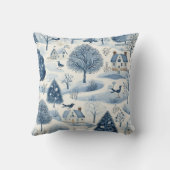 ヴィンテージブルーホワイトウィンターヴィレッジ クッション (裏面)