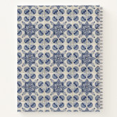 ヴィンテージブルーホワイトジオメトリックフラワーレシピ ノートブック (裏面)