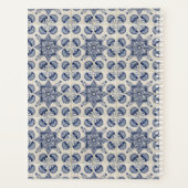 ヴィンテージブルーホワイトジオメトリックフラワーレシピ プランナー手帳 (裏面)