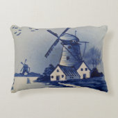 ヴィンテージブルーホワイトデルフトウィンドミル アクセントクッション (正面)