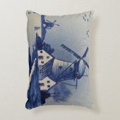 ヴィンテージブルーホワイトデルフトウィンドミル アクセントクッション (正面(垂直))