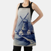ヴィンテージブルーホワイトデルフトウィンドミル エプロン (インサイチュ)