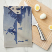 ヴィンテージブルーホワイトデルフトウィンドミル キッチンタオル (四つ折り)