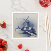 ヴィンテージブルーホワイトデルフトウィンドミル スタンダードカクテルナプキン (インサイチュ)