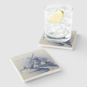 ヴィンテージブルーホワイトデルフトウィンドミル ストーンコースター (横)