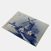 ヴィンテージブルーホワイトデルフトウィンドミル ドアマット (アングル)