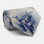 ヴィンテージブルーホワイトデルフトウィンドミル ネクタイ (ロール)