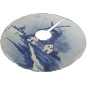 ヴィンテージブルーホワイトデルフトウィンドミル ブラッシュドポリエステルツリースカート (アングル)