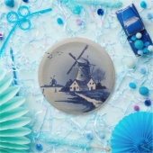 ヴィンテージブルーホワイトデルフトウィンドミル ペーパープレート (パーティー)