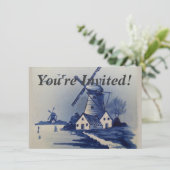 ヴィンテージブルーホワイトデルフトウィンドミル 招待状 (スタンド正面)