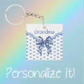 ヴィンテージブルーホワイトバタフライパーソナライズされたボウ アクセントクッション