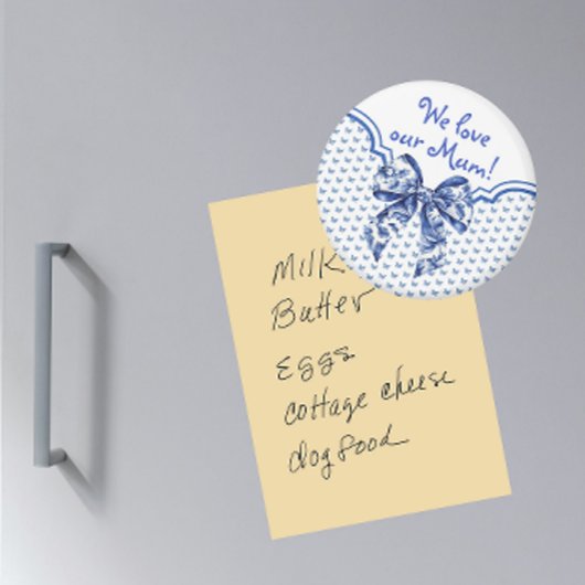 ヴィンテージブルーホワイトバタフライパーソナライズされたボウ マグネット