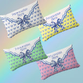 ヴィンテージブルーホワイトバタフライパーソナライズされたボウ ランバークッション