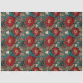 ヴィンテージブルーホワイトバーズボタニカル翡翠フローラ 薄葉紙 (正面)