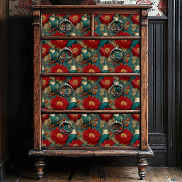 ヴィンテージブルーホワイトバーズボタニカル翡翠フローラ 薄葉紙