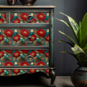 ヴィンテージブルーホワイトバーズボタニカル翡翠フローラ 薄葉紙