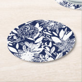 ヴィンテージブルーホワイトバードラブフローラガーデン ラウンドペーパーコースター (アングル)