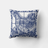 ヴィンテージブルーホワイトヘンドリ鶏デルフト  クッション (裏面)