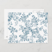 ヴィンテージブルーホワイトボヘミエレガントフローラ ポストカード (正面/裏面)