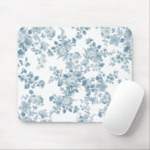 ヴィンテージブルーホワイトボヘミエレガントフローラ マウスパッド (マウス)