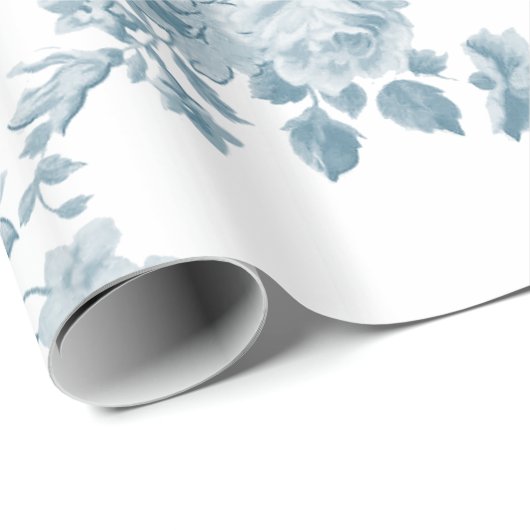 ヴィンテージブルーホワイトボヘミエレガントフローラ ラッピングペーパー (ロールコーナー)
