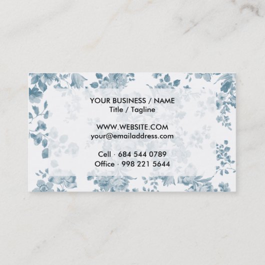 ヴィンテージブルーホワイトボヘミエレガントフローラ 名刺 (裏面)