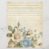 ヴィンテージブルーホワイトローズジャンクジャーナル紙 (裏面)