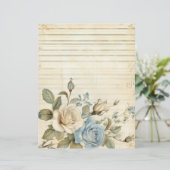 ヴィンテージブルーホワイトローズジャンクジャーナル紙 (スタンド正面)