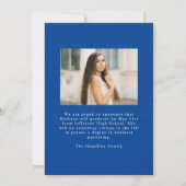 ヴィンテージブルーボウアーチ写真卒業 案内状 (裏面)