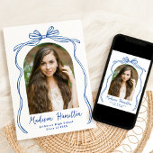 ヴィンテージブルーボウアーチ写真卒業 案内状