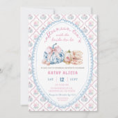 ヴィンテージブルーボウトイレティーブライダルシャワー 招待状 (正面)