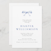 ヴィンテージブルーボウブライダルシャワー 招待状 (正面/裏面)