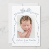 ヴィンテージブルーボウ2フォト誕生 案内状 (正面)