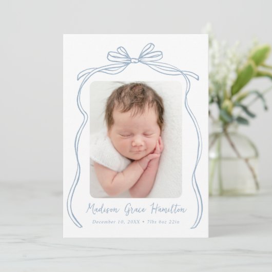 ヴィンテージブルーボウ2フォト誕生 案内状 (スタンド正面)