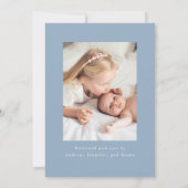 ヴィンテージブルーボウ2フォト誕生 案内状 (裏面)