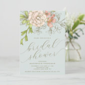 ヴィンテージブルーボタニカルフローラブライダルシャワー 招待状 (スタンド正面)