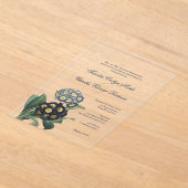 ヴィンテージブルーボタニカルプリムローズ アクリル招待状 (レイダウン)