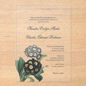 ヴィンテージブルーボタニカルプリムローズ アクリル招待状 (正面)