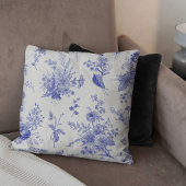 ヴィンテージブルーボタニカル秋 クッション