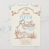 ヴィンテージブルーボーイズファーストロデオ5誕生日 招待状 (正面/裏面)