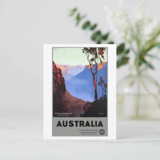 ヴィンテージブルーマウンテンズオーストラリア旅行ポスター ポストカード (スタンド正面)