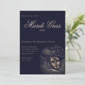 ヴィンテージブルーマルディグラカーニバルマスクパーティー 招待状 (スタンド正面)