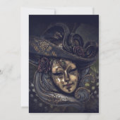 ヴィンテージブルーマルディグラカーニバルマスクパーティー 招待状 (裏面)