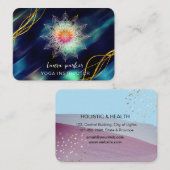 ヴィンテージブルーマンダラ金ゴールド瞑想ホリスティック 名刺 (正面/裏面)