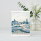 ヴィンテージブルーマーメイド海プリント ポストカード (スタンド正面)