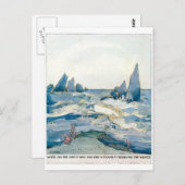 ヴィンテージブルーマーメイド海プリント ポストカード (正面/裏面)