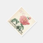 ヴィンテージブルーミングバラ100thバースデーパーティーPN スタンダードカクテルナプキン (角)