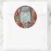 ヴィンテージブルーメイソンジャー素朴フローラブライダルシャワー ラウンドシール (バッグ)