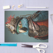 ヴィンテージブルーユニークスチームパンクパロット 薄葉紙 (クラフト)